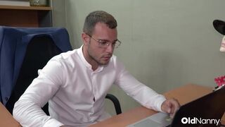 Sofia Del Mar & Marion Cobretti take turns pounding the office desk while their big tits bounce around - 1 image