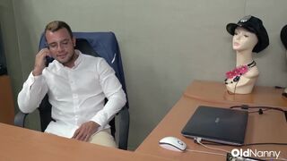 Sofia Del Mar & Marion Cobretti take turns pounding the office desk while their big tits bounce around - 2 image