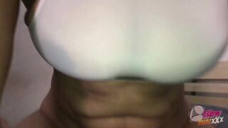 Watch Momusaz's massive natural tits bounce as she takes two creampies in POV homemade video - 2 image