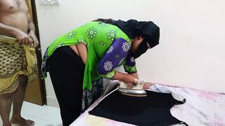 Saudi Big Ass Hot stepmom while ironing clothes, stepson come & fucks her Roughly - Arab MILF Hardcor Fuck & Cum Inside Pussy - 1 image