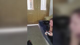 Step sis sucks and rides cock while I'm gamingg