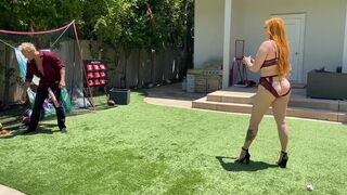 Big Ass Redhead Milf Plays Dick Ball With Step Son's Huge White Cock - 2 image