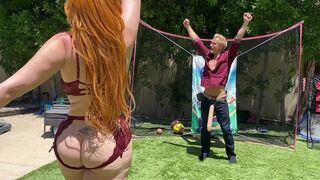 Big Ass Redhead Milf Plays Dick Ball With Step Son's Huge White Cock - 7 image