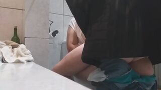 This bbw cumslut had such a good time at my houseparty she sucked my cock while pee ing peeing on the toilet - 15 image