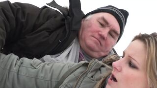 Blonde has public sex with old stranger - 1 image