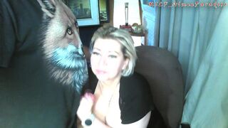 The old Fox squeezes the tits of his eternally inexperienced bitch, and she gratefully sucks his cock! )) - 10 image