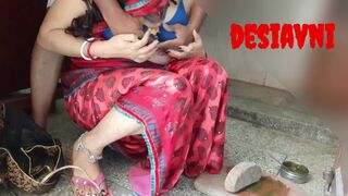 desi avni bangali mother working in kitchen while he want to suck her boobs - 5 image