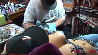 Shyla Stylez gets tattooed while playing with her tits - 12 image