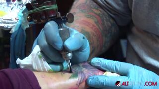 Shyla Stylez gets tattooed while playing with her tits - 9 image