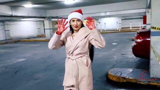 Sexy exhibitionist MILF celebrating Christmas in public